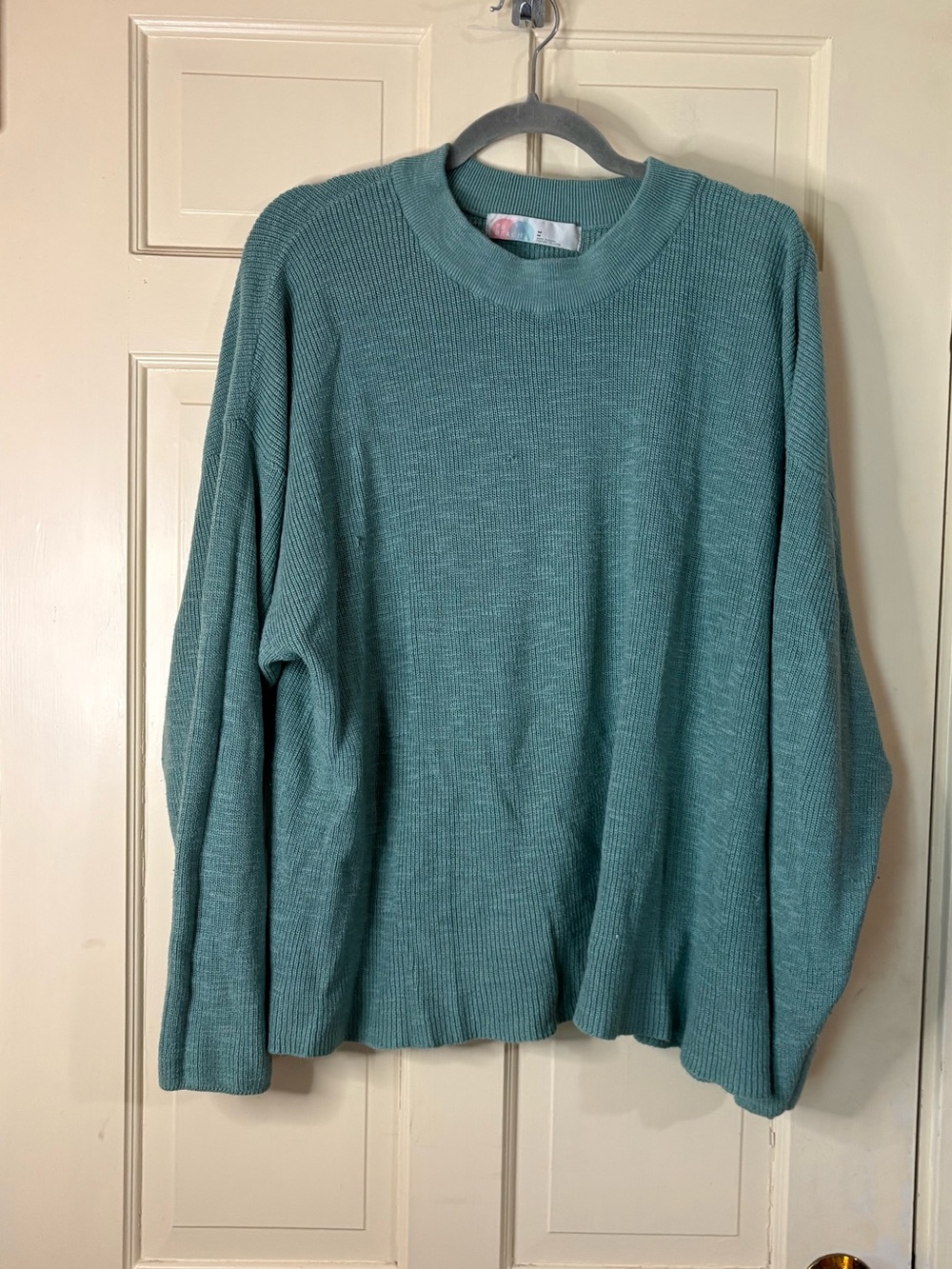 Free People Beach FP Malibu Oversized Ribbed Sweater  Medium Teal Blue Travel
